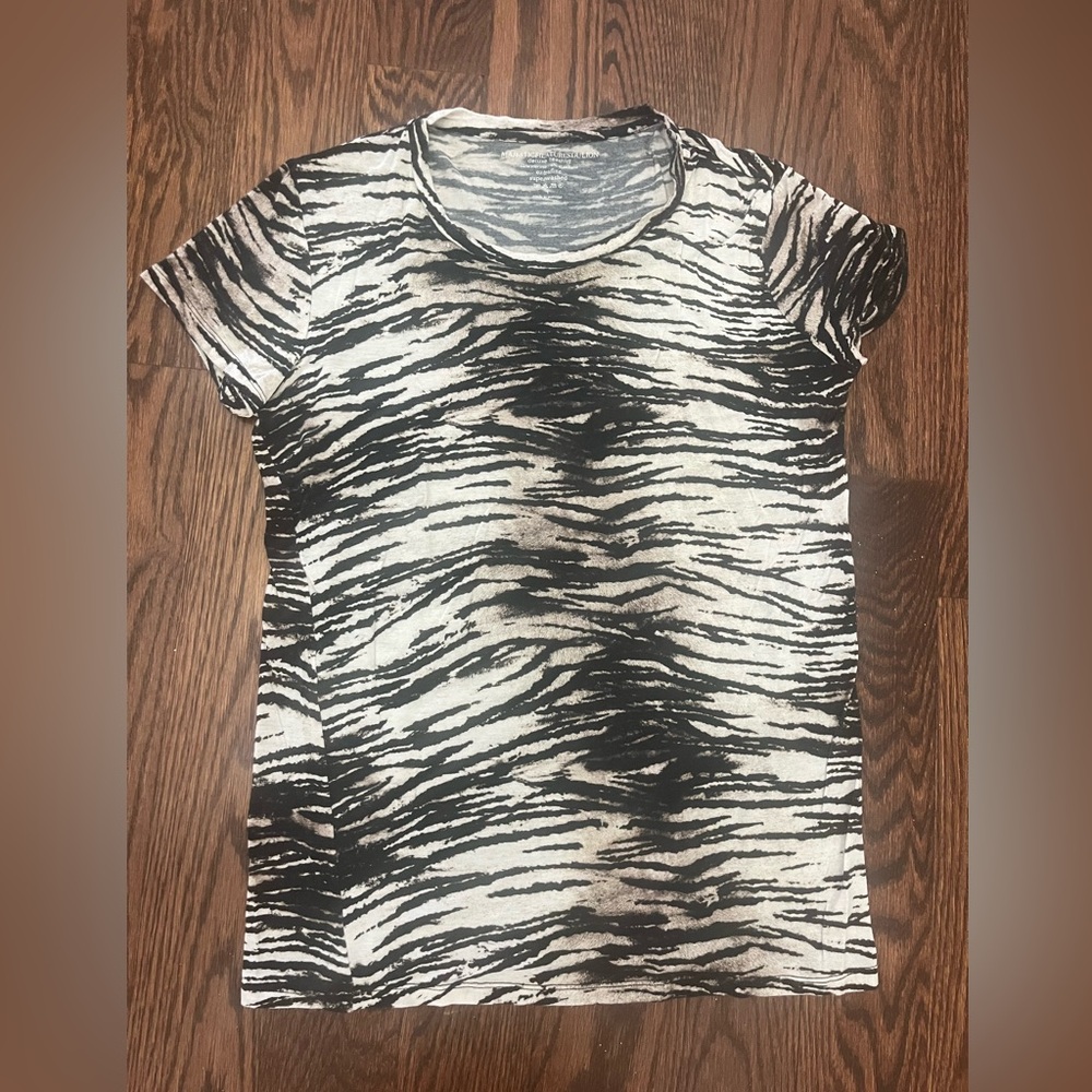 Majestic Filatures Zebra Print Scoop Neck Tee – Soft Stretch Animal Print Top